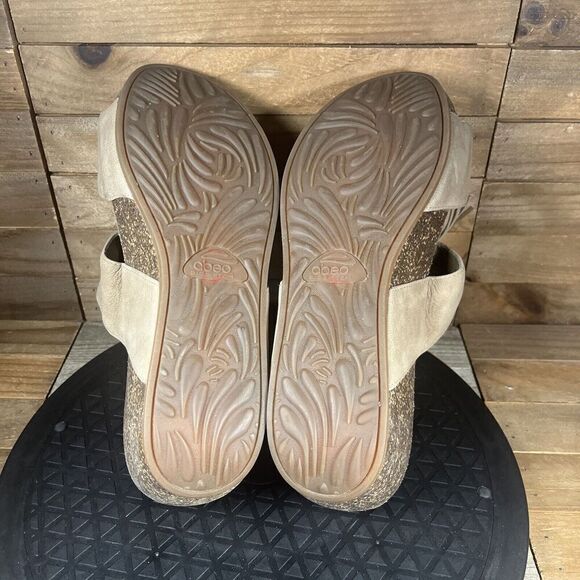 Abeo Womens Size 9 Uplift Platform Wedge Sandals Beige Open Toe Tasseled Comfort - Picture 9 of 10